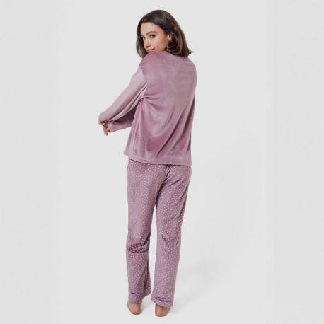 Pijama terciopelo super soft mujer Lolenda berenjena