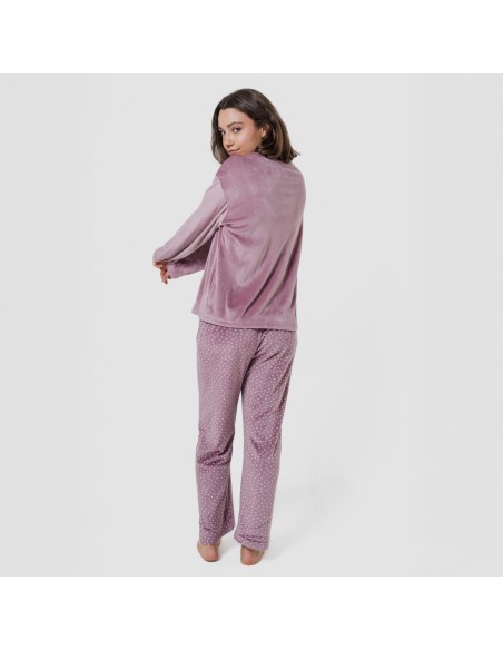 Pijama terciopelo super soft mujer Lolenda berenjena