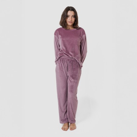 Pijama terciopelo super soft mujer Lolenda berenjena