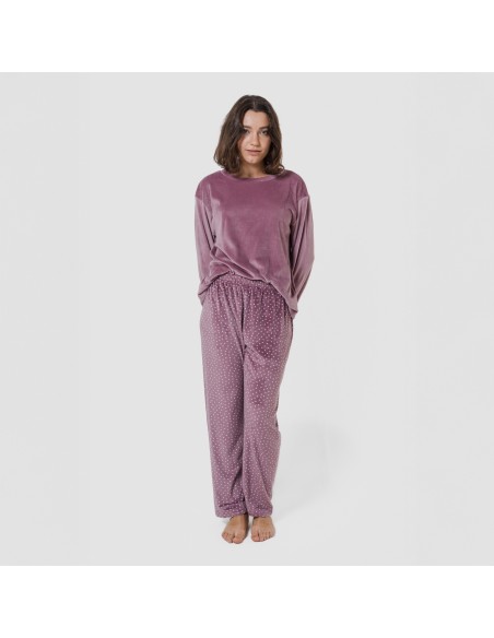 Pijama terciopelo super soft mujer Lolenda berenjena