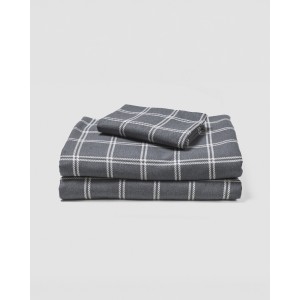 Juego de sábanas franela Cuadro Nitari gris claro