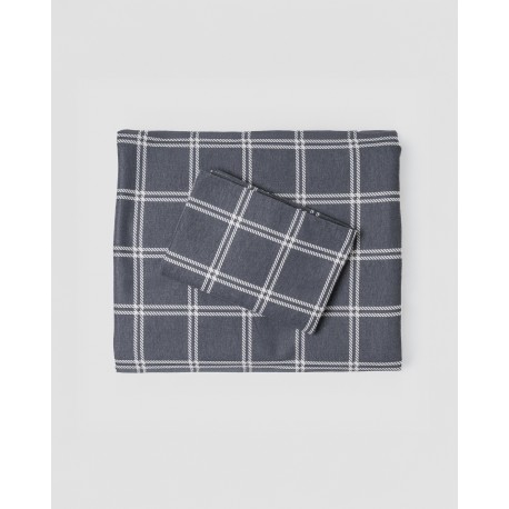 Juego de sábanas franela Cuadro Nitari gris claro