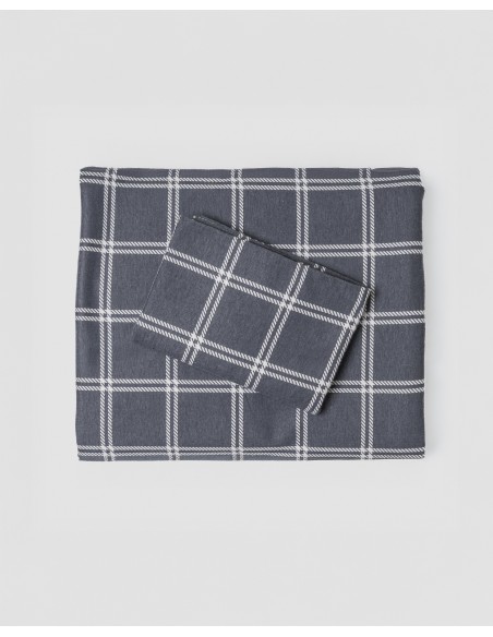 Juego de sábanas franela Cuadro Nitari gris claro