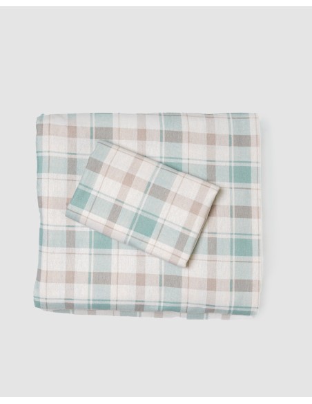 Juego de sábanas franela Cuadro Noric verde