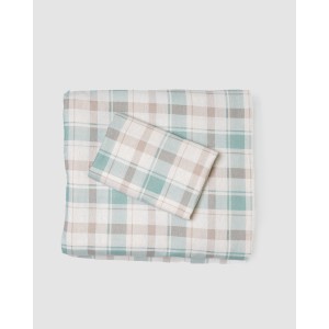 Juego de sábanas franela Cuadro Noric verde 2