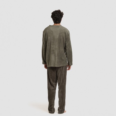 Pijama coral hombre Raya Vinicius verde cacería