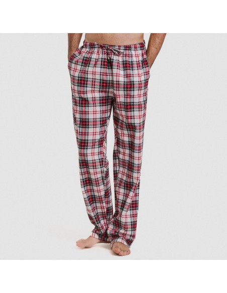 Pijama hombre franela Cuadro Saruma verde botella