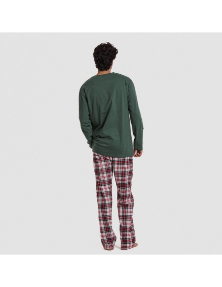 Pijama hombre franela Cuadro Saruma verde botella