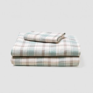 Juego de sábanas franela Cuadro Noric verde