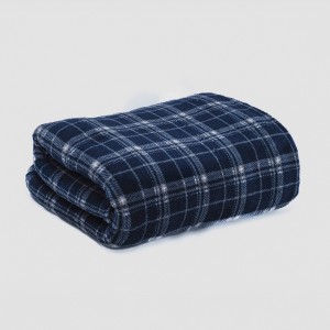 Manta coral Cuadro Brais azul marino