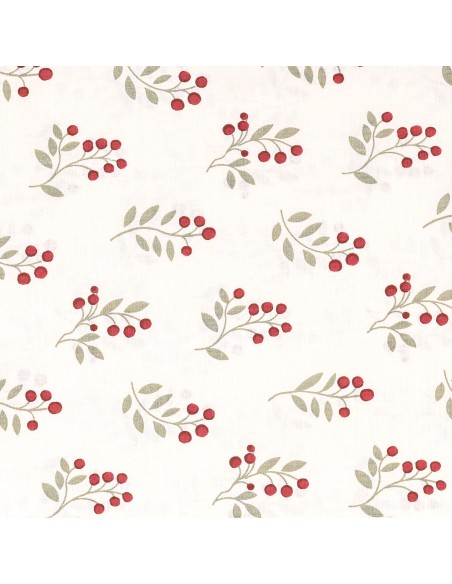 Juego de sábanas algodón Acebo verde seco - burdeos