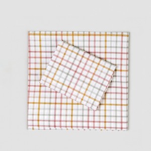 Juego de sábanas algodón Cuadro Danke verde seco - caldera