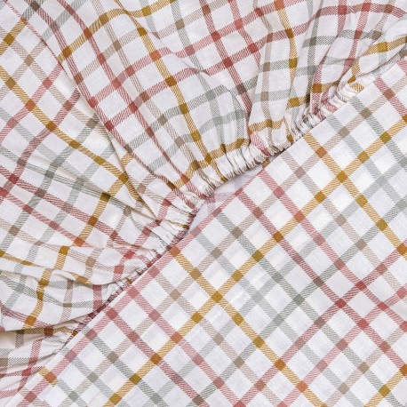 Juego de sábanas algodón Cuadro Danke verde seco - caldera