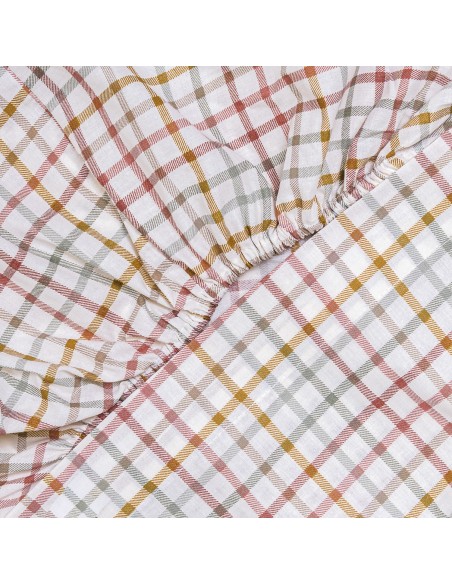 Juego de sábanas algodón Cuadro Danke verde seco - caldera