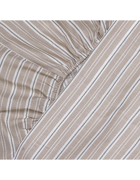 Juego de sábanas algodón Raya Sego verde keike