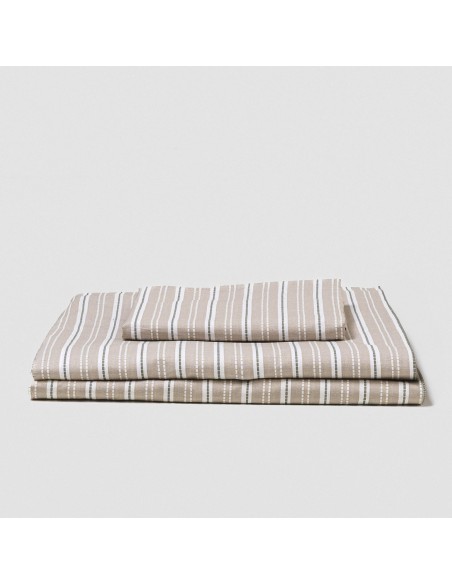 Juego de sábanas algodón Raya Sego verde keike