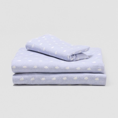 Juego de sábanas franela Nubecita celeste
