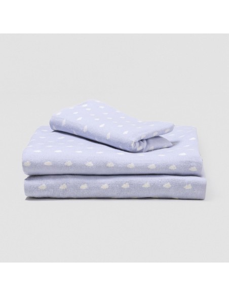 Juego de sábanas franela Nubecita celeste