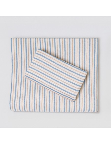 Juego de sábanas franela Raya Benet arena - índigo