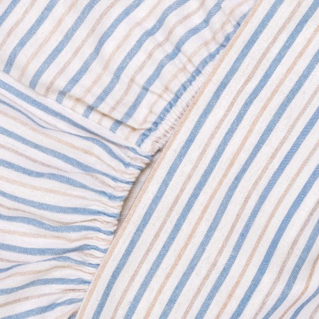 Juego de sábanas franela Raya Benet arena - índigo