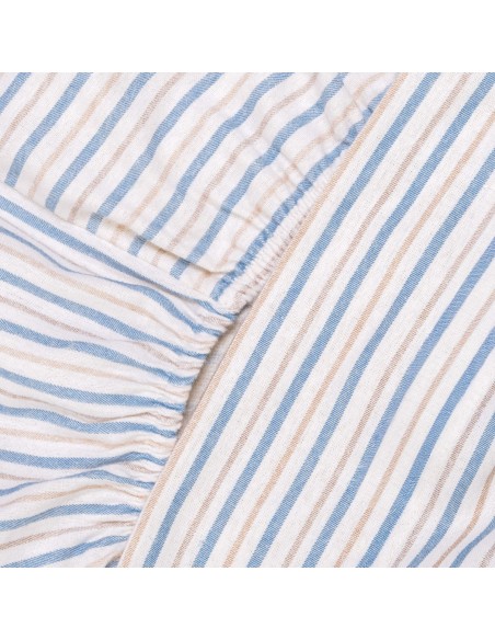 Juego de sábanas franela Raya Benet arena - índigo