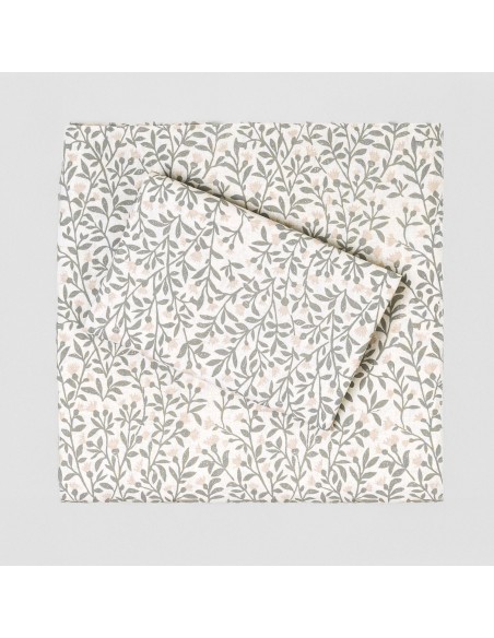 Juego de sábanas algodón Eureka verde seco - topo