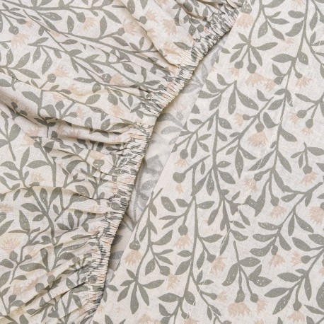 Juego de sábanas algodón Eureka verde seco - topo