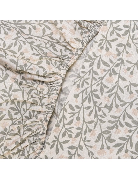 Juego de sábanas algodón Eureka verde seco - topo