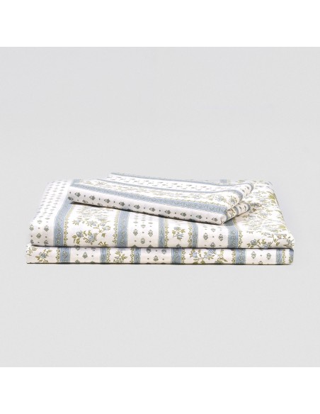 Juego de sábanas algodón Cracovia azul keike