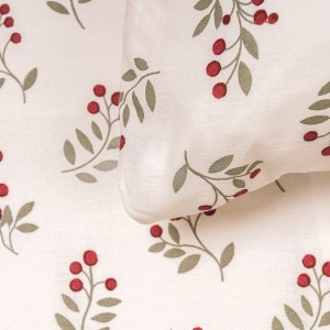 Funda nórdica algodón Acebo verde seco - burdeos 2