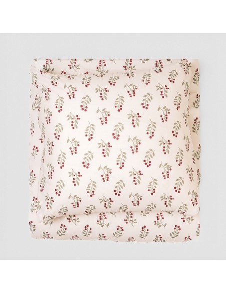 Funda nórdica algodón Acebo verde seco - burdeos