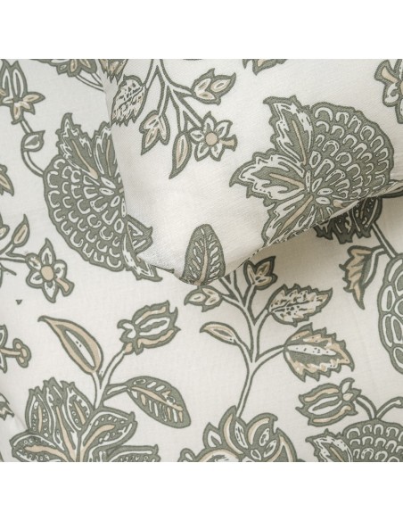 Funda nórdica algodón Enelia verde seco - topo