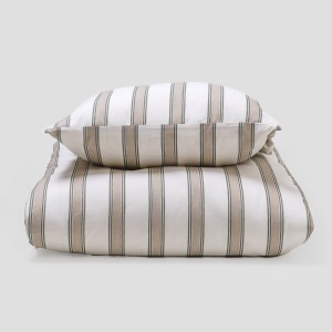 Funda nórdica algodón Raya Sitges verde seco - topo