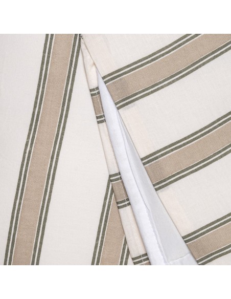 Funda nórdica algodón Raya Sitges verde seco - topo