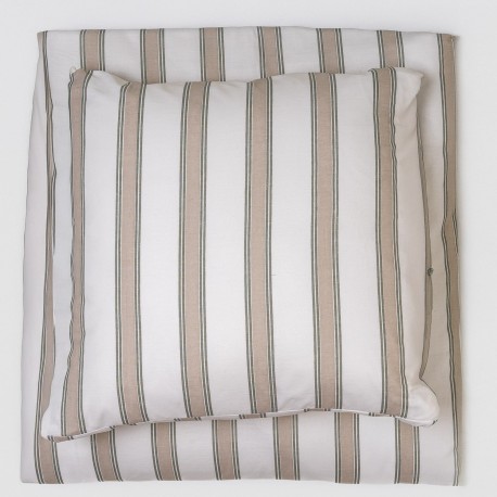 Funda nórdica algodón Raya Sitges verde seco - topo