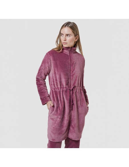 Bata terciopelo raya cremallera