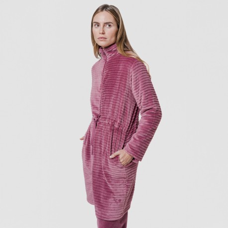 Bata terciopelo raya cremallera