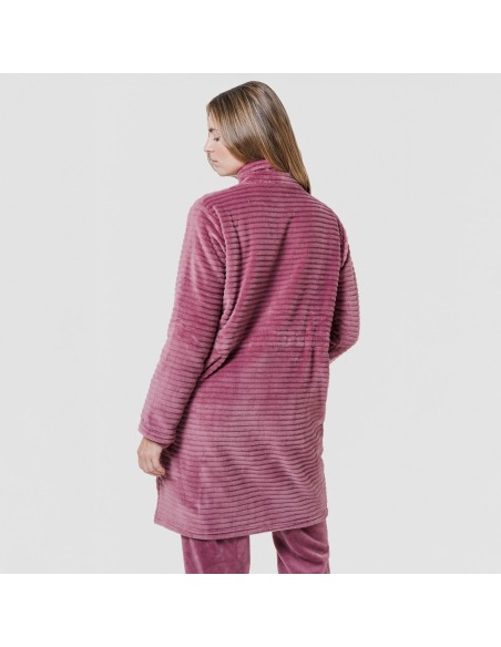 Bata terciopelo raya cremallera