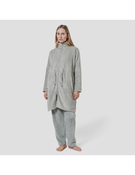 Bata terciopelo raya cremallera