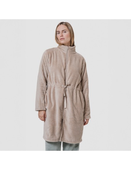 Bata terciopelo raya cremallera