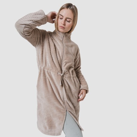 Bata terciopelo raya cremallera