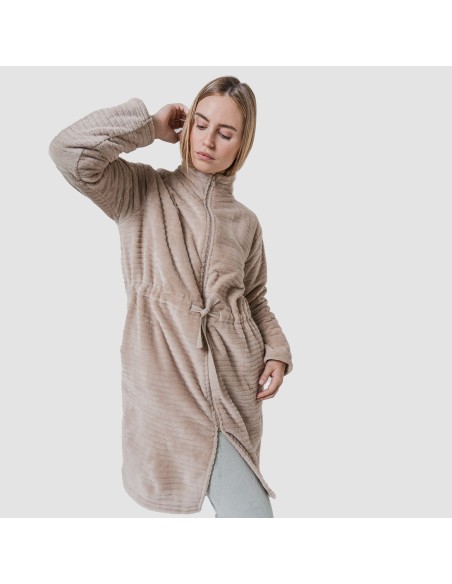 Bata terciopelo raya cremallera