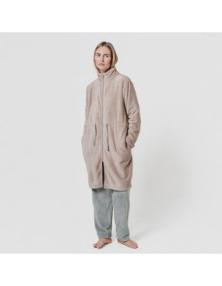 Bata terciopelo raya cremallera