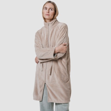 Bata terciopelo raya cremallera
