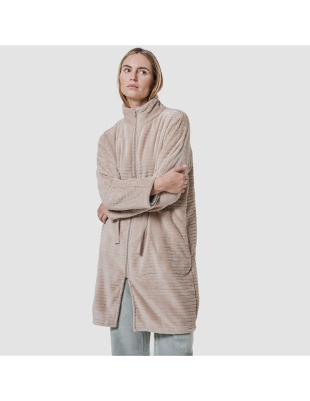 Bata terciopelo raya cremallera