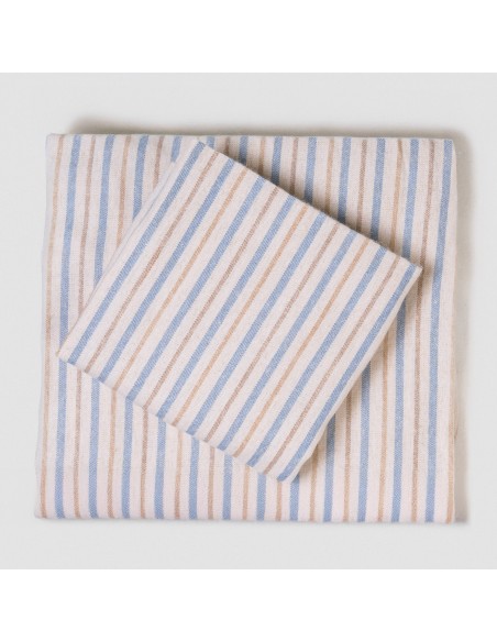 Juego de sábanas franela Raya Benet arena - indigo cuna