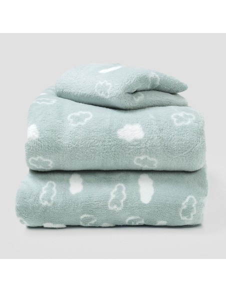 Juego de sábanas coralina Nube New verde tiffany cuna