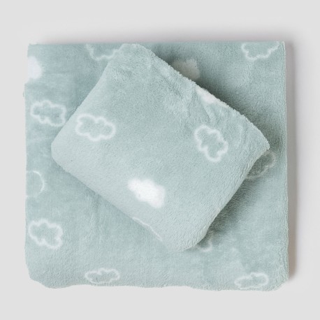 Juego de sábanas coralina Nube New verde tiffany cuna