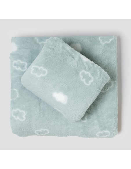 Juego de sábanas coralina Nube New verde tiffany cuna