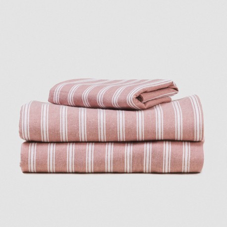 Juego de sábanas franela Raya Marsella rosa keike cuna